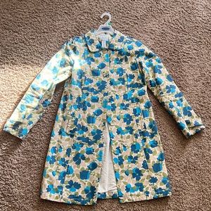 Old Navy Medium Blue/Green/Cream Mac Coat